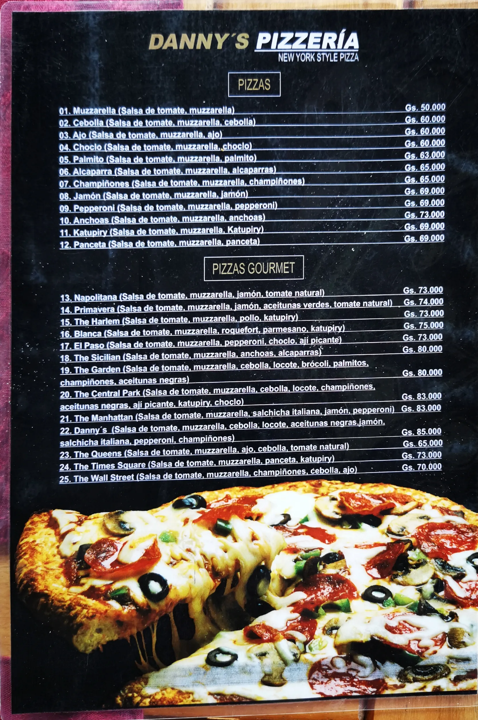 Menú de Danny's Pizzeria — página 1