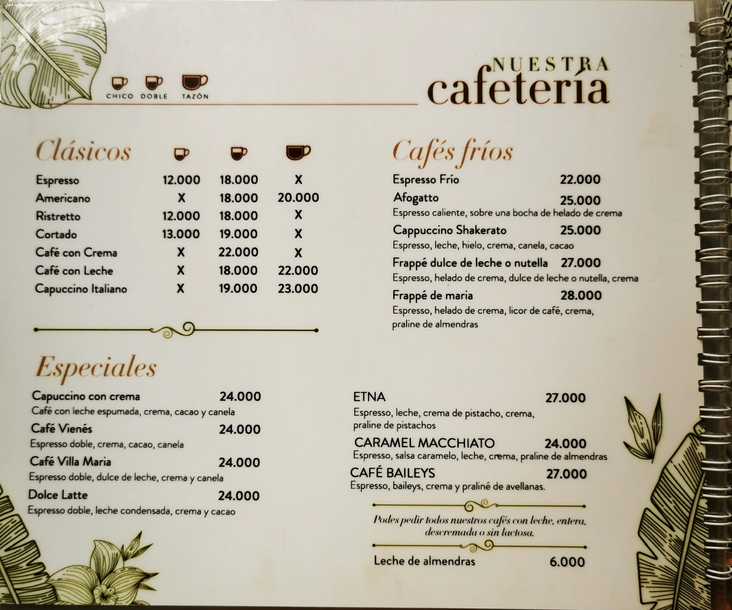 Menú de La Lilia Café — página 1