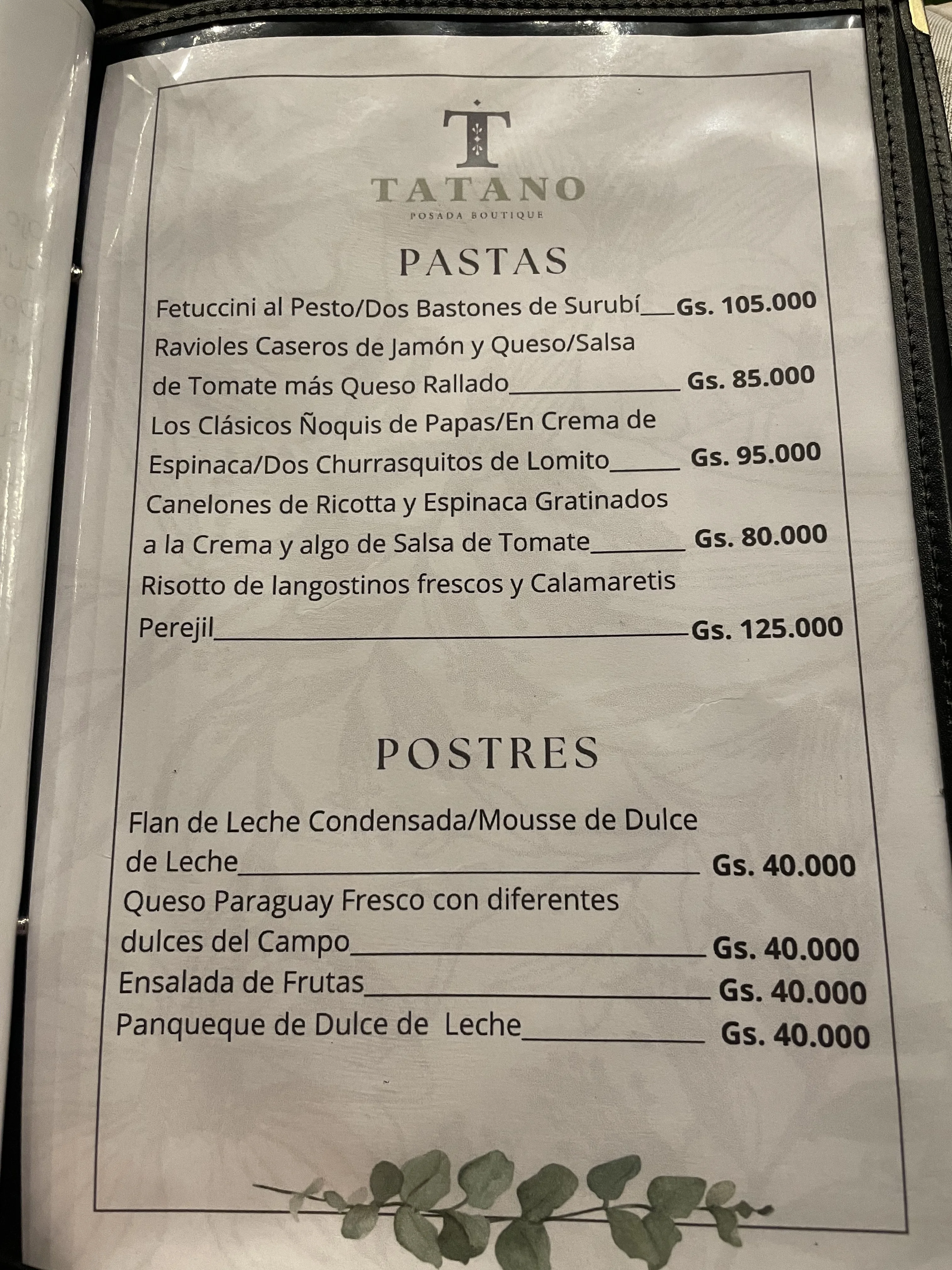 Menú de Tatano Posada Boutique — página 4